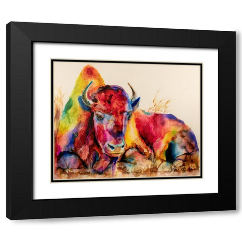 Herd It Was Naptime Black Modern Wood Framed Art Print with Double Matting by Art by Leslie Franklin