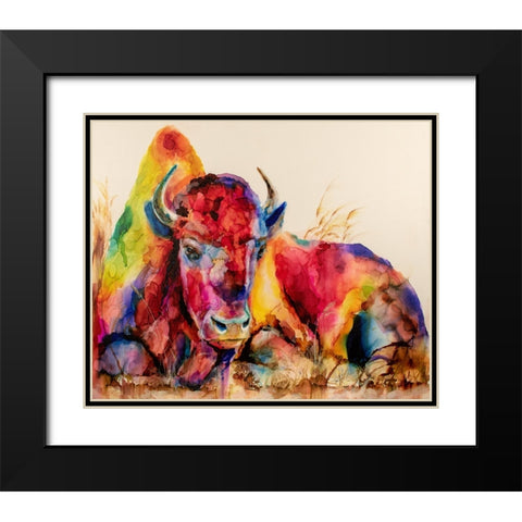 Herd It Was Naptime Black Modern Wood Framed Art Print with Double Matting by Art by Leslie Franklin
