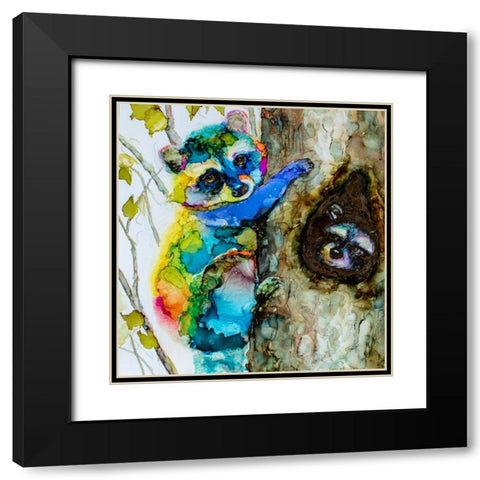 Hide And See Black Modern Wood Framed Art Print with Double Matting by Art by Leslie Franklin