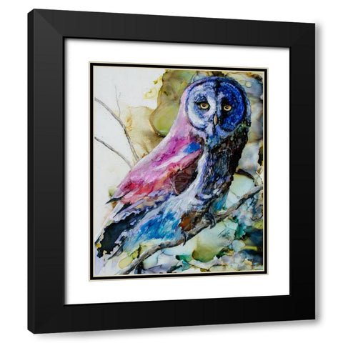Im Owl Right Black Modern Wood Framed Art Print with Double Matting by Art by Leslie Franklin
