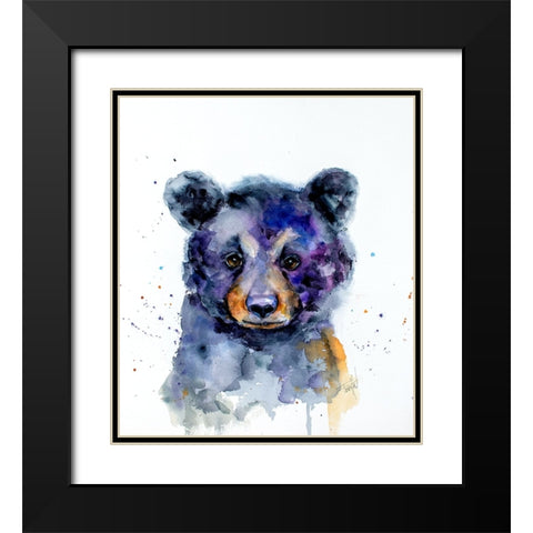 Nursery Black Bear Black Modern Wood Framed Art Print with Double Matting by Art by Leslie Franklin