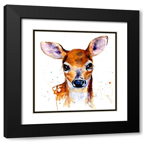 Nursery Fawn Black Modern Wood Framed Art Print with Double Matting by Art by Leslie Franklin
