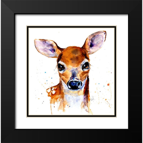 Nursery Fawn Black Modern Wood Framed Art Print with Double Matting by Art by Leslie Franklin