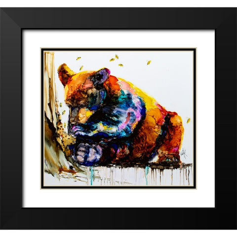 Show Me The Honey Black Modern Wood Framed Art Print with Double Matting by Art by Leslie Franklin