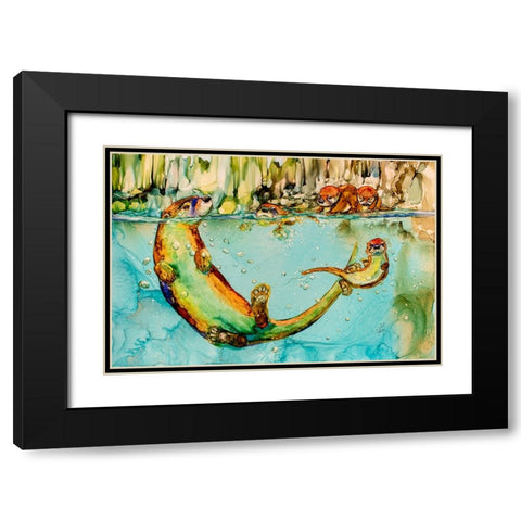 Some Are Braver Than Otters Black Modern Wood Framed Art Print with Double Matting by Art by Leslie Franklin