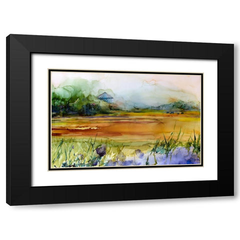 Somewhere On The Prairies Black Modern Wood Framed Art Print with Double Matting by Art by Leslie Franklin