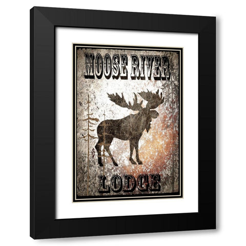 Lodge Moose River Lodge Black Modern Wood Framed Art Print with Double Matting by LightBoxJournal