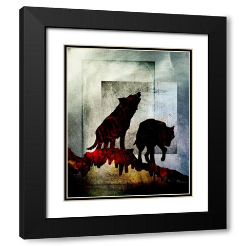 Pair Of Wolves Black Modern Wood Framed Art Print with Double Matting by LightBoxJournal