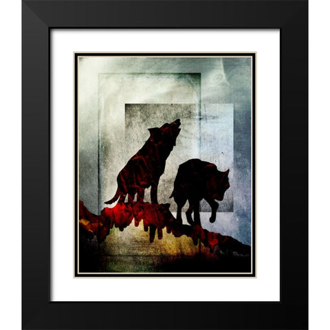 Pair Of Wolves Black Modern Wood Framed Art Print with Double Matting by LightBoxJournal