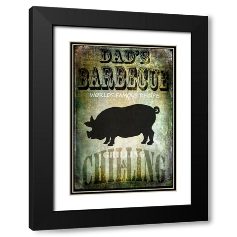 Dads BBQ Black Modern Wood Framed Art Print with Double Matting by LightBoxJournal
