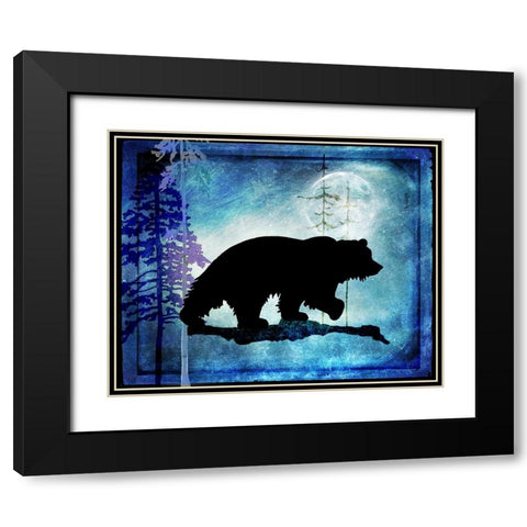 Midnight Bear Black Modern Wood Framed Art Print with Double Matting by LightBoxJournal