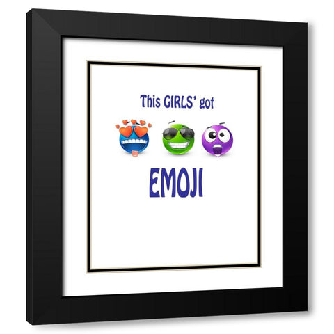 This Girls Got Emoji Black Modern Wood Framed Art Print with Double Matting by LightBoxJournal
