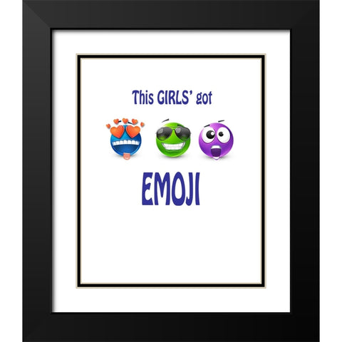 This Girls Got Emoji Black Modern Wood Framed Art Print with Double Matting by LightBoxJournal