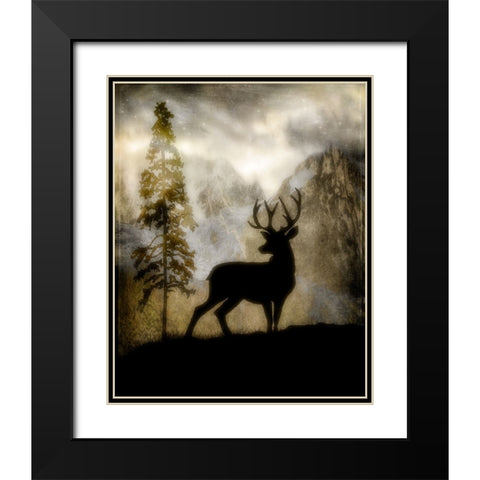 Mystic Deer Black Modern Wood Framed Art Print with Double Matting by LightBoxJournal