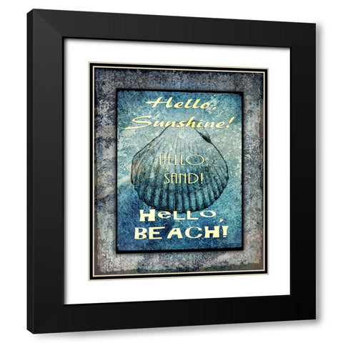 Hello Beach Black Modern Wood Framed Art Print with Double Matting by LightBoxJournal