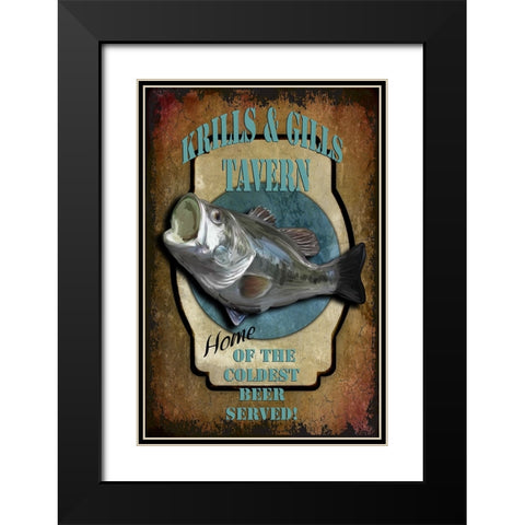 Krills And Gills Tavern Black Modern Wood Framed Art Print with Double Matting by LightBoxJournal