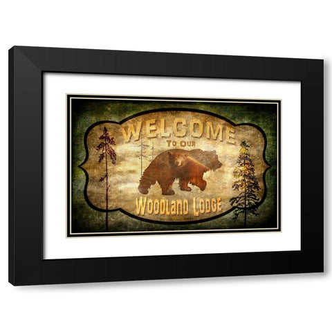 Welcome_Lodge Bear Black Modern Wood Framed Art Print with Double Matting by LightBoxJournal