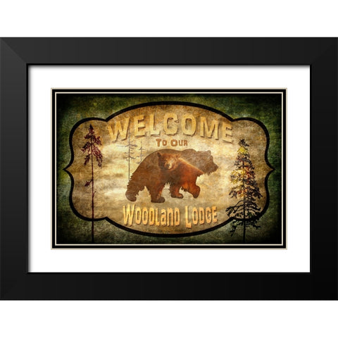 Welcome_Lodge Bear Black Modern Wood Framed Art Print with Double Matting by LightBoxJournal