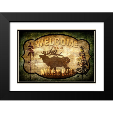Welcome_Lodge Elk Black Modern Wood Framed Art Print with Double Matting by LightBoxJournal