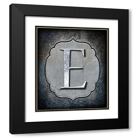 Letter E Black Modern Wood Framed Art Print with Double Matting by LightBoxJournal