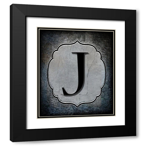 Letter J Black Modern Wood Framed Art Print with Double Matting by LightBoxJournal