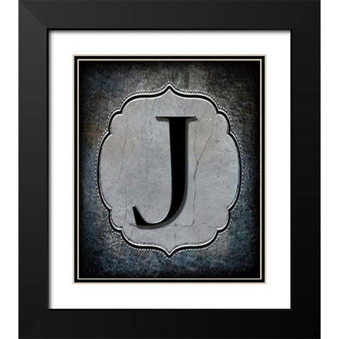 Letter J Black Modern Wood Framed Art Print with Double Matting by LightBoxJournal