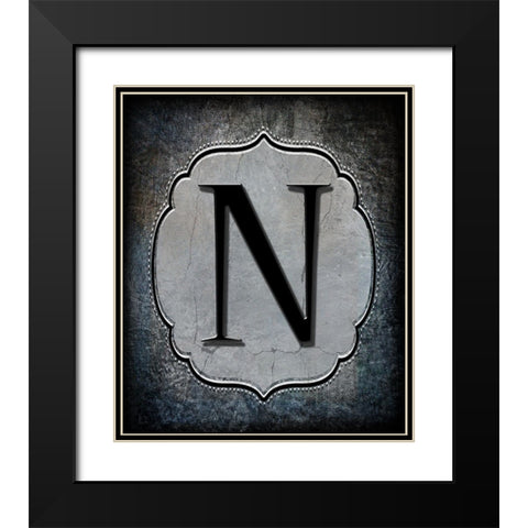 Letter N Black Modern Wood Framed Art Print with Double Matting by LightBoxJournal