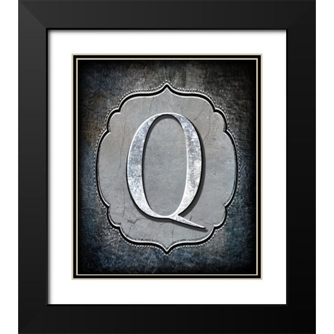 Letter Q Black Modern Wood Framed Art Print with Double Matting by LightBoxJournal