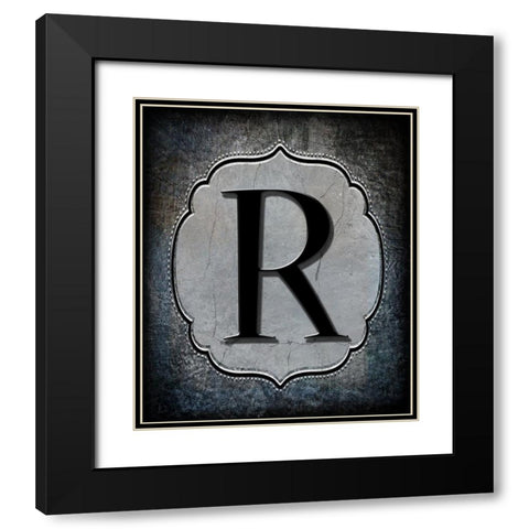 Letter R Black Modern Wood Framed Art Print with Double Matting by LightBoxJournal
