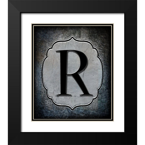 Letter R Black Modern Wood Framed Art Print with Double Matting by LightBoxJournal