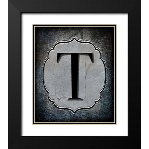 Letter T Black Modern Wood Framed Art Print with Double Matting by LightBoxJournal