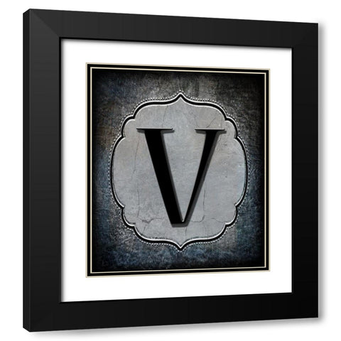 Letter V Black Modern Wood Framed Art Print with Double Matting by LightBoxJournal