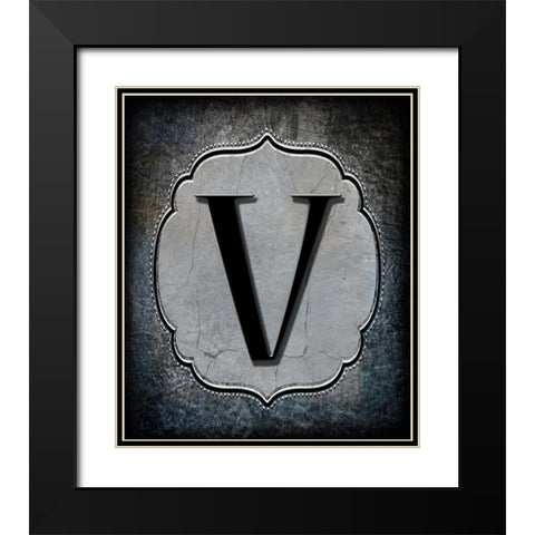 Letter V Black Modern Wood Framed Art Print with Double Matting by LightBoxJournal