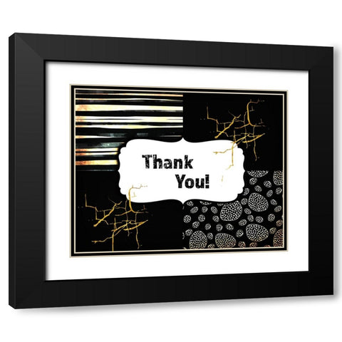 Black And Gold - Thank you 3 Black Modern Wood Framed Art Print with Double Matting by LightBoxJournal