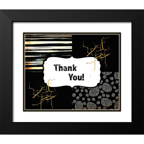 Black And Gold - Thank you 3 Black Modern Wood Framed Art Print with Double Matting by LightBoxJournal