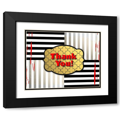 Black And Gold - Thank you 4 Black Modern Wood Framed Art Print with Double Matting by LightBoxJournal