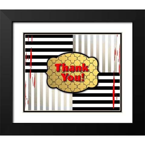 Black And Gold - Thank you 4 Black Modern Wood Framed Art Print with Double Matting by LightBoxJournal