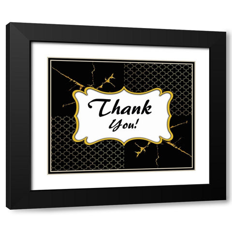 Black And Gold - Thank you 5 Black Modern Wood Framed Art Print with Double Matting by LightBoxJournal