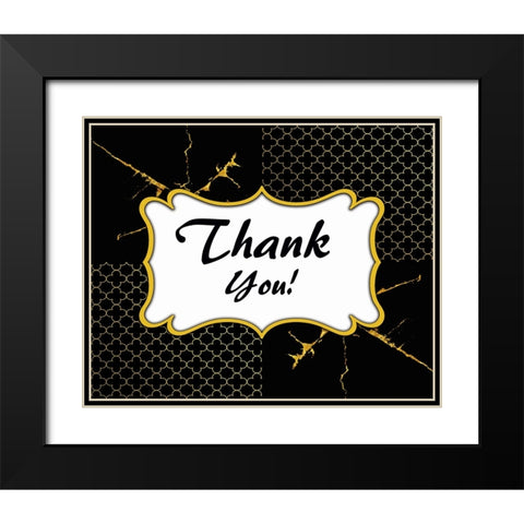 Black And Gold - Thank you 5 Black Modern Wood Framed Art Print with Double Matting by LightBoxJournal