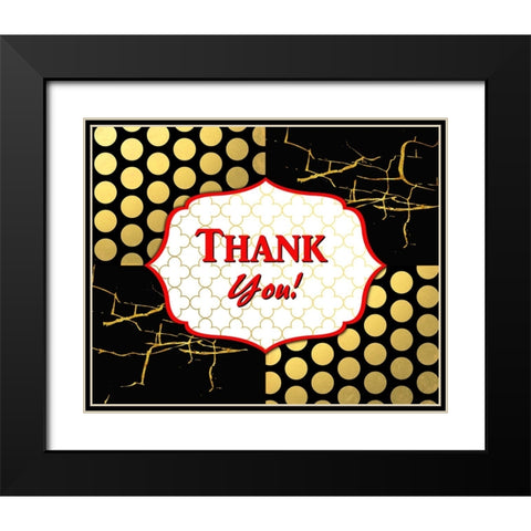 Black And Gold - Thank you 6 Black Modern Wood Framed Art Print with Double Matting by LightBoxJournal