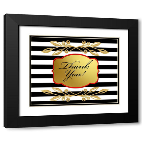 Black And Gold - Thank you 7 Black Modern Wood Framed Art Print with Double Matting by LightBoxJournal