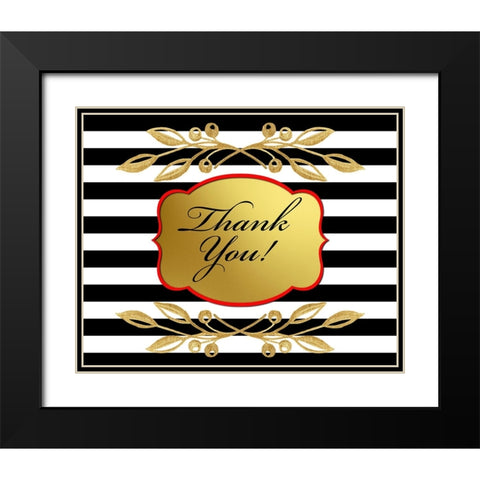 Black And Gold - Thank you 7 Black Modern Wood Framed Art Print with Double Matting by LightBoxJournal