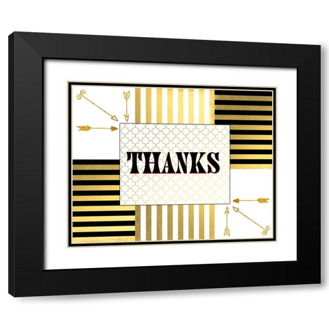 Black And Gold - Thank you 8 Black Modern Wood Framed Art Print with Double Matting by LightBoxJournal