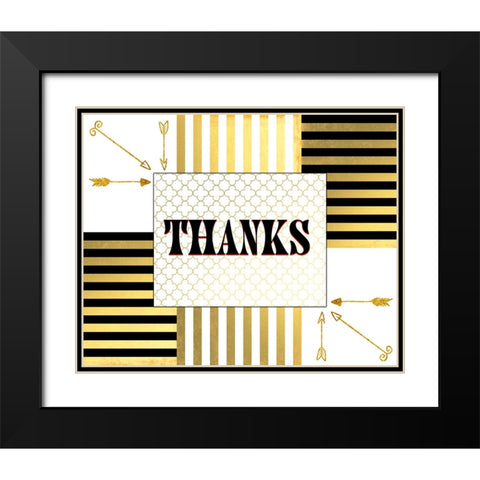 Black And Gold - Thank you 8 Black Modern Wood Framed Art Print with Double Matting by LightBoxJournal