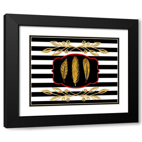 Gold Hello Beautiful feather Black Modern Wood Framed Art Print with Double Matting by LightBoxJournal