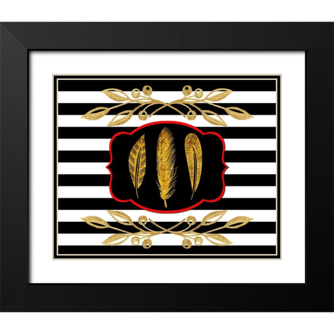 Gold Hello Beautiful feather Black Modern Wood Framed Art Print with Double Matting by LightBoxJournal