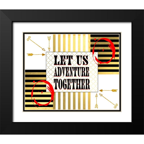 Gold Love Adventure Black Modern Wood Framed Art Print with Double Matting by LightBoxJournal