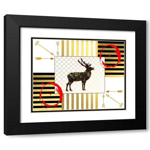 Gold Love Stag Right Black Modern Wood Framed Art Print with Double Matting by LightBoxJournal