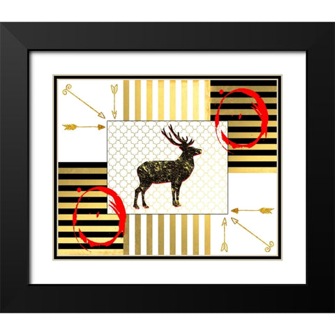 Gold Love Stag Right Black Modern Wood Framed Art Print with Double Matting by LightBoxJournal