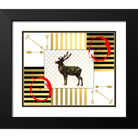 Gold Love Stag Black Modern Wood Framed Art Print with Double Matting by LightBoxJournal
